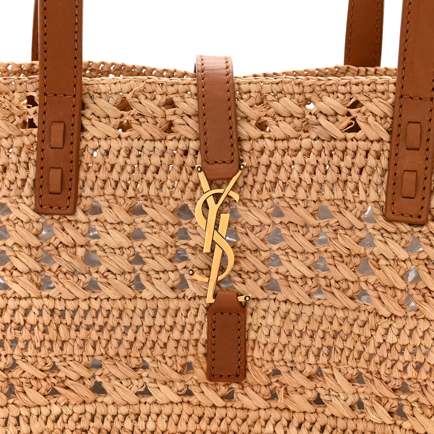 Raffia Calfskin Small Panier Tote Naturel