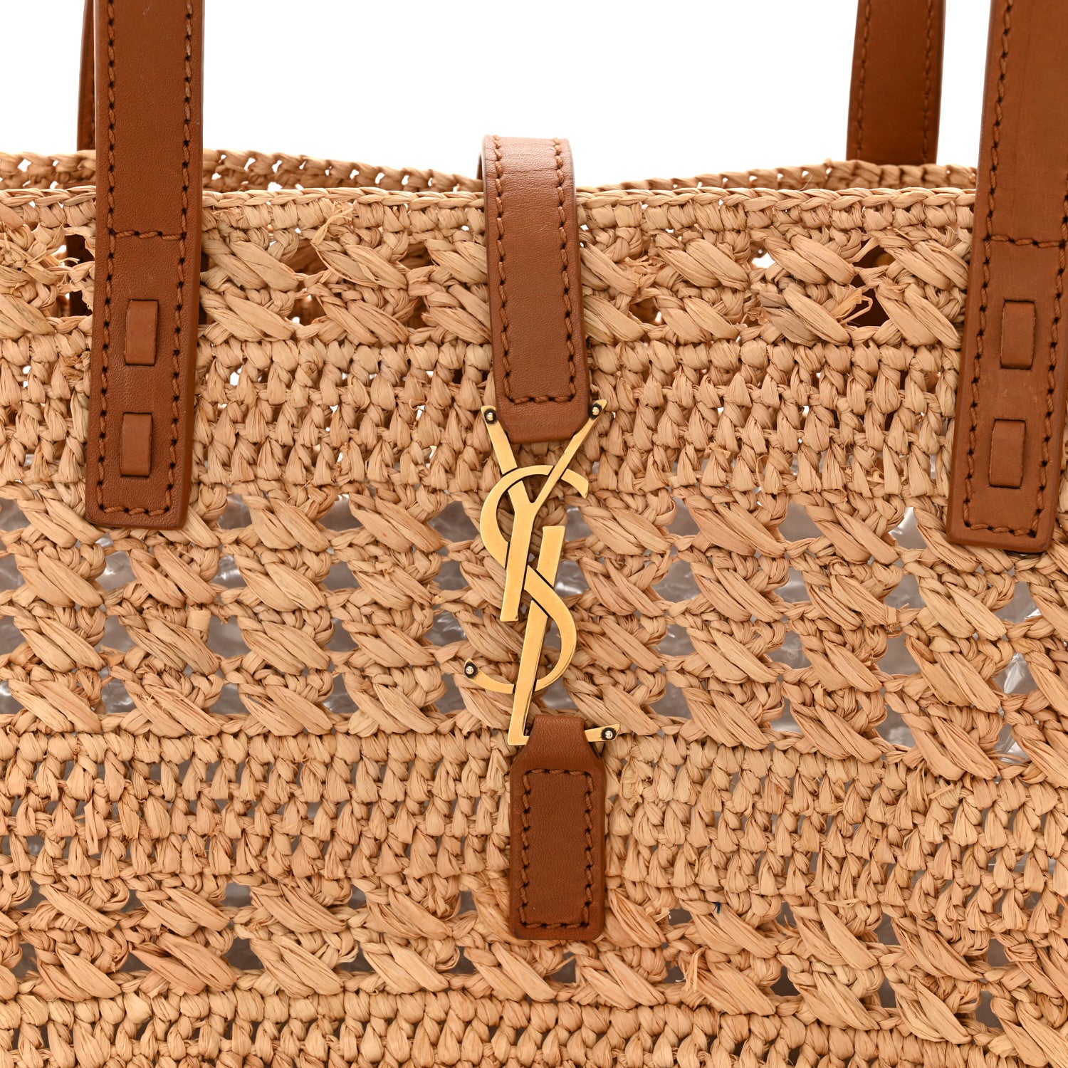 Saint Laurent Raffia Calfskin Small Panier Tote Naturel 8 of 10