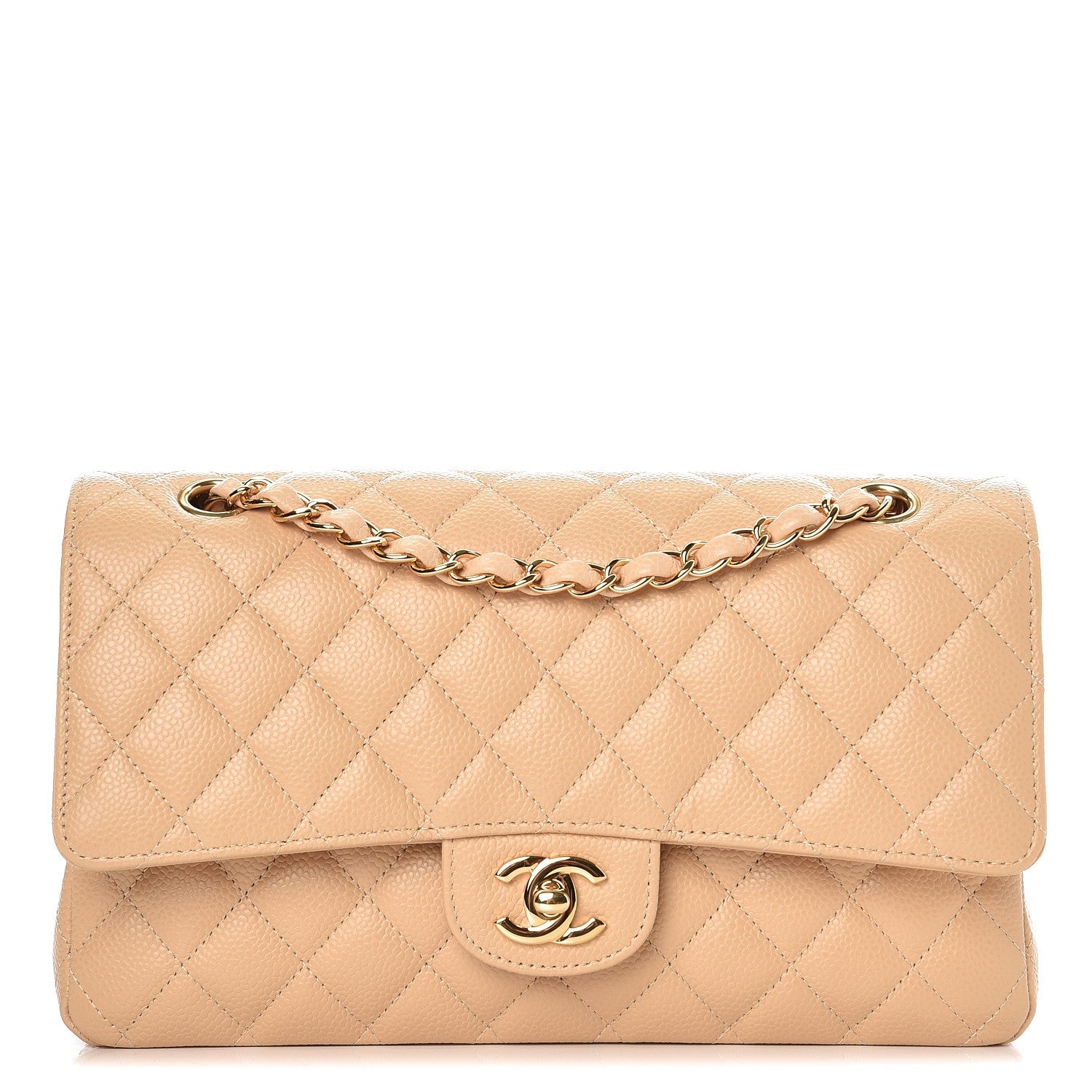 Chanel Caviar Quilted Medium Double Flap Beige Clair 1 of 8
