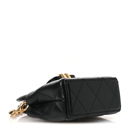 Chanel Shiny Lambskin Quilted Mini Kelly Bag Charm Black 4 of 11