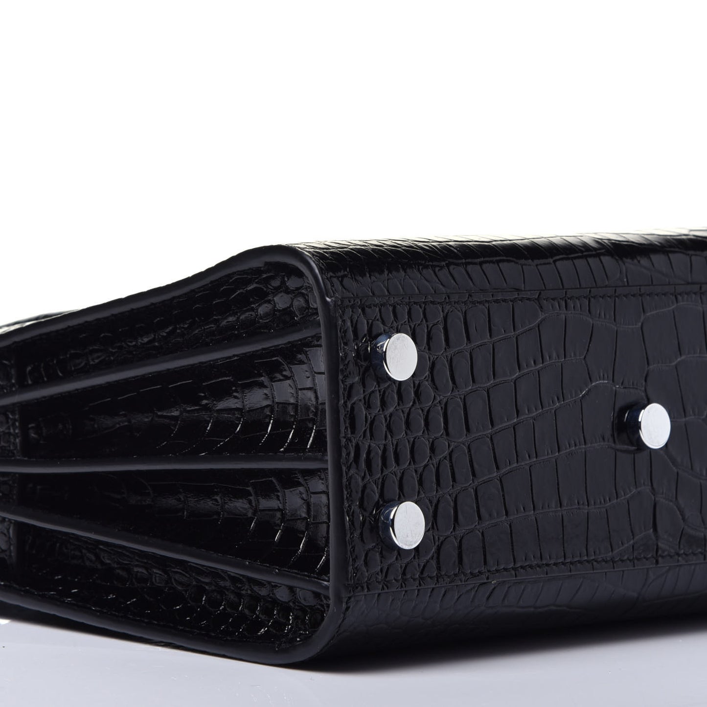Calfskin Crocodile Embossed Nano Sac De Jour Black