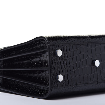 Saint Laurent Calfskin Crocodile Embossed Nano Sac De Jour Black 9 of 10