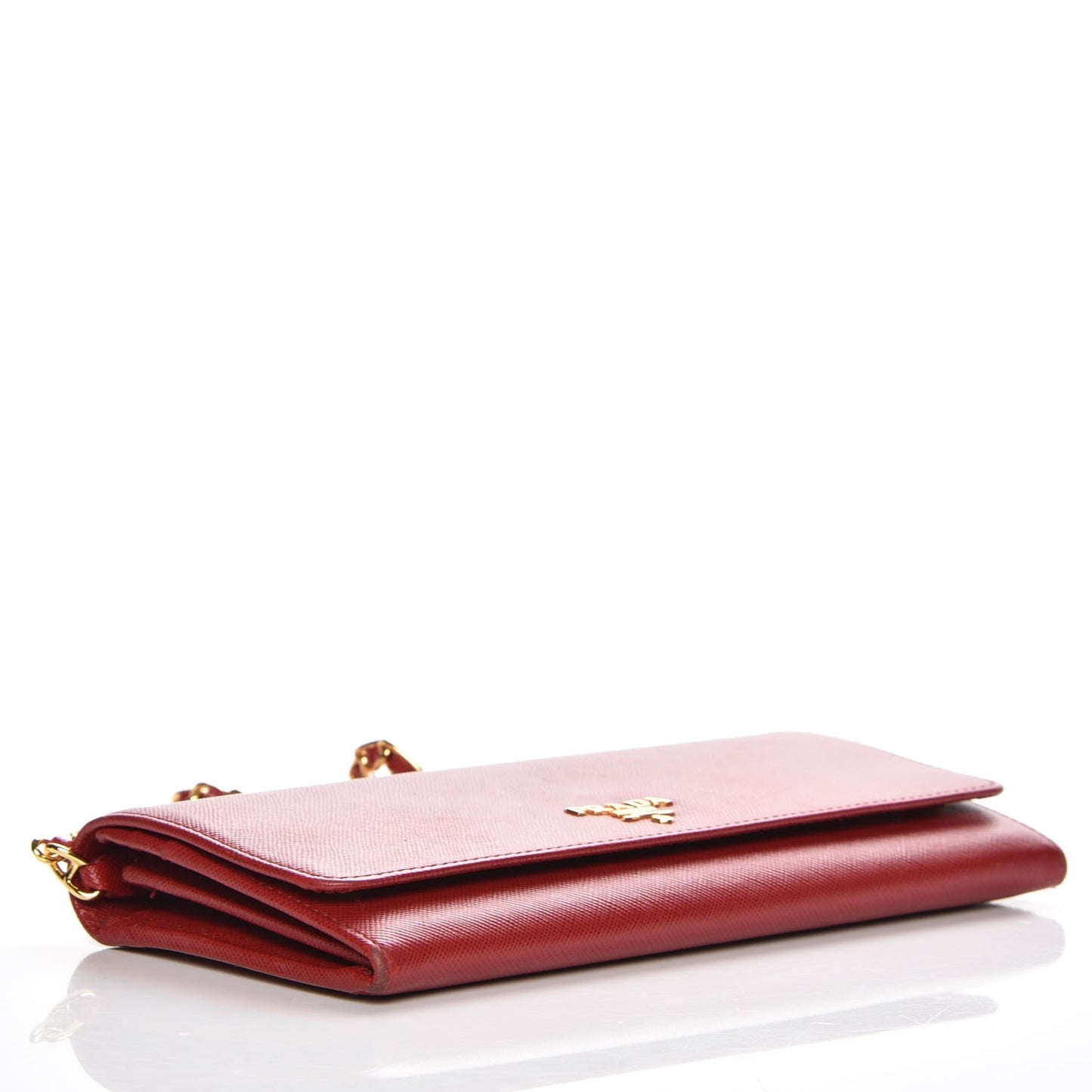 Saffiano Metal Oro Chain Wallet Fuoco