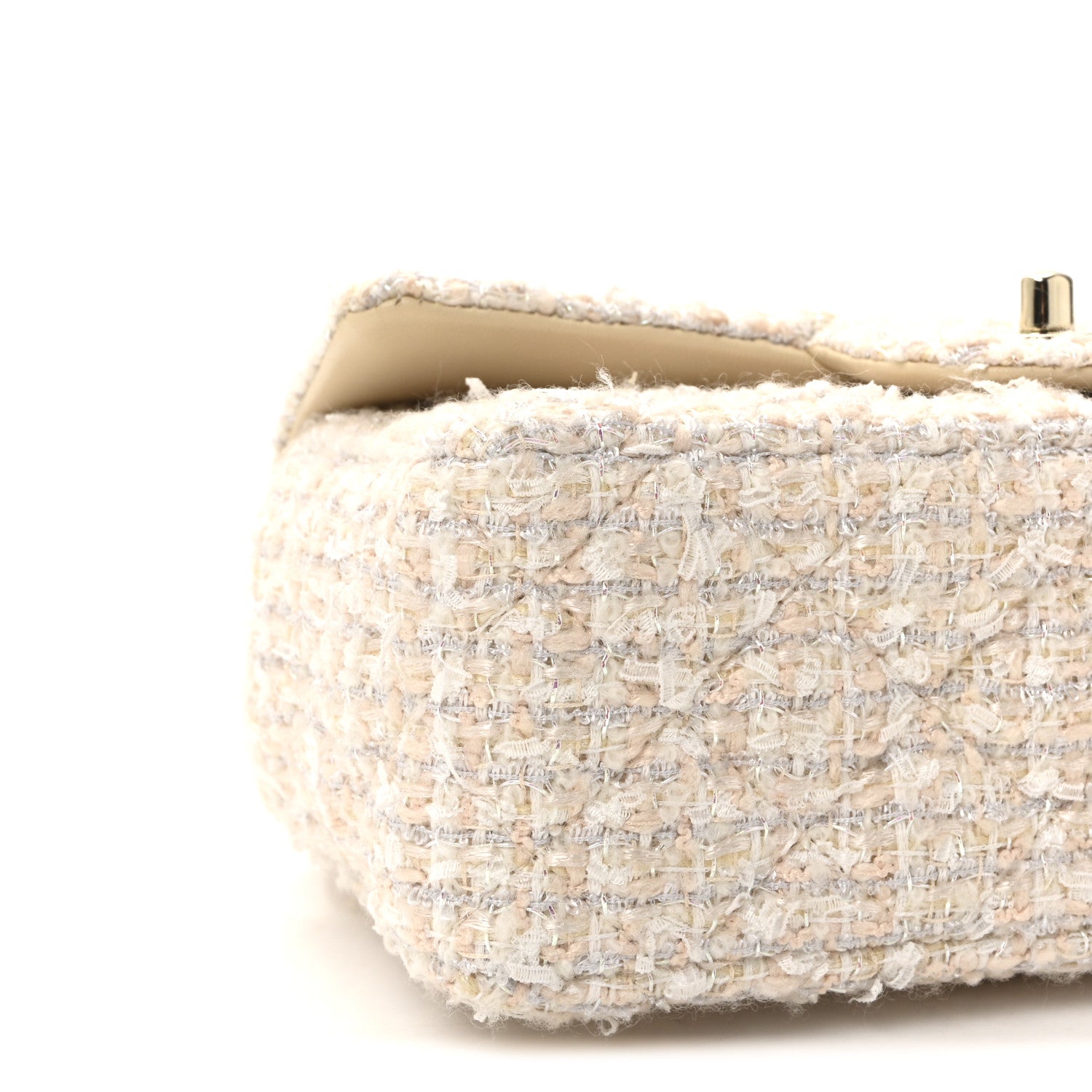 Chanel Tweed Quilted Mini Rectangular Flap Off White 8 of 9