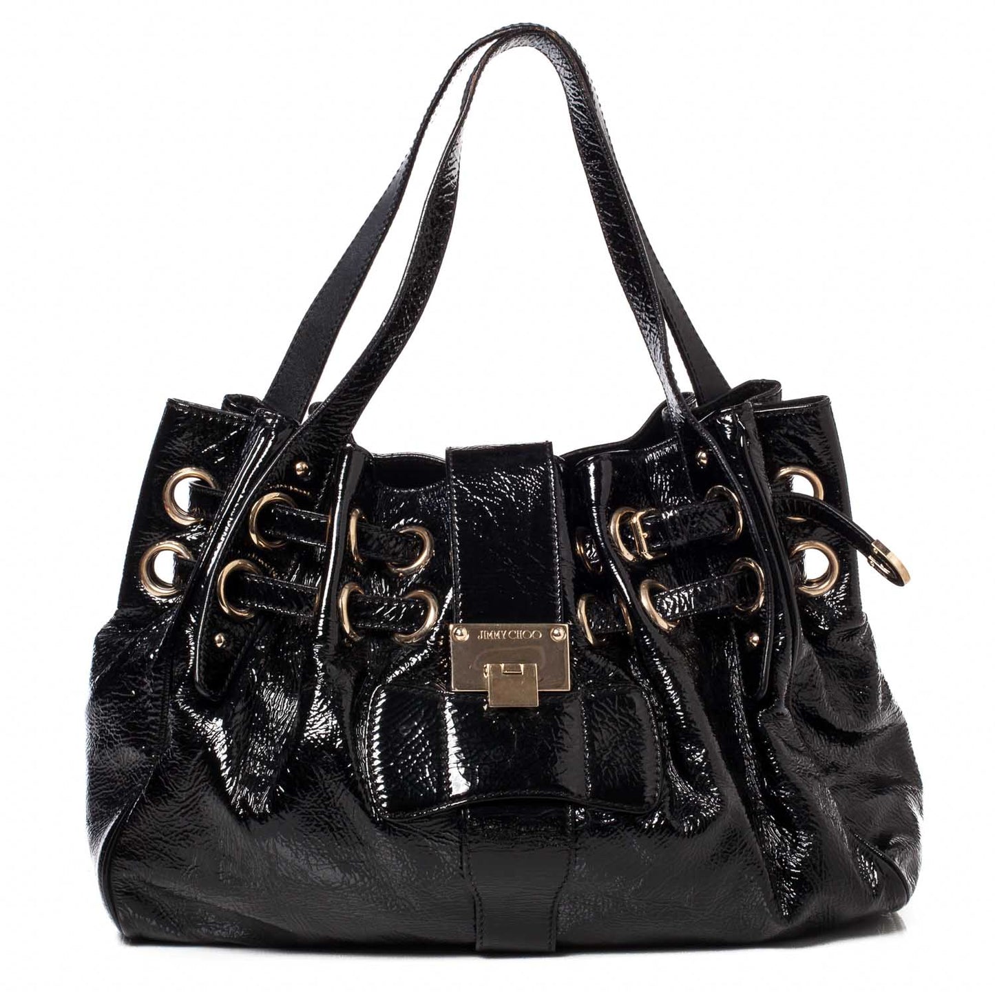 Crushed Patent Riki Bag Black