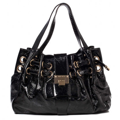 Jimmy Choo Crushed Patent Riki Bag Black 1 of 8