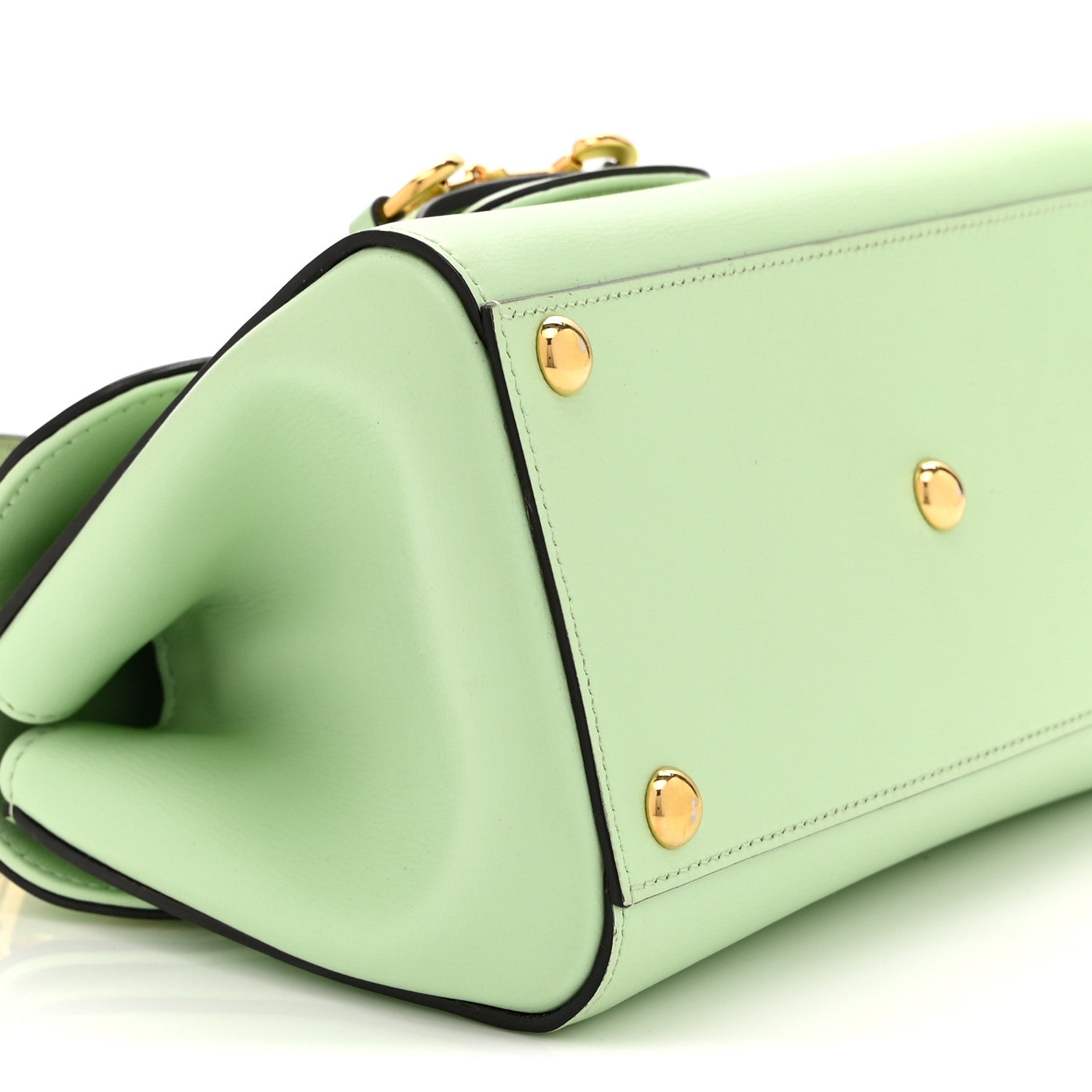 Gucci Glazed Textured Calfskin Mini Horsebit 1955 Top Handle Flap Bag Green 9 of 10