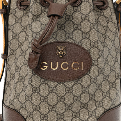 Gucci GG Supreme Monogram Neo Vintage Drawstring Bucket Backpack Beige New Acero Crop 7 of 9