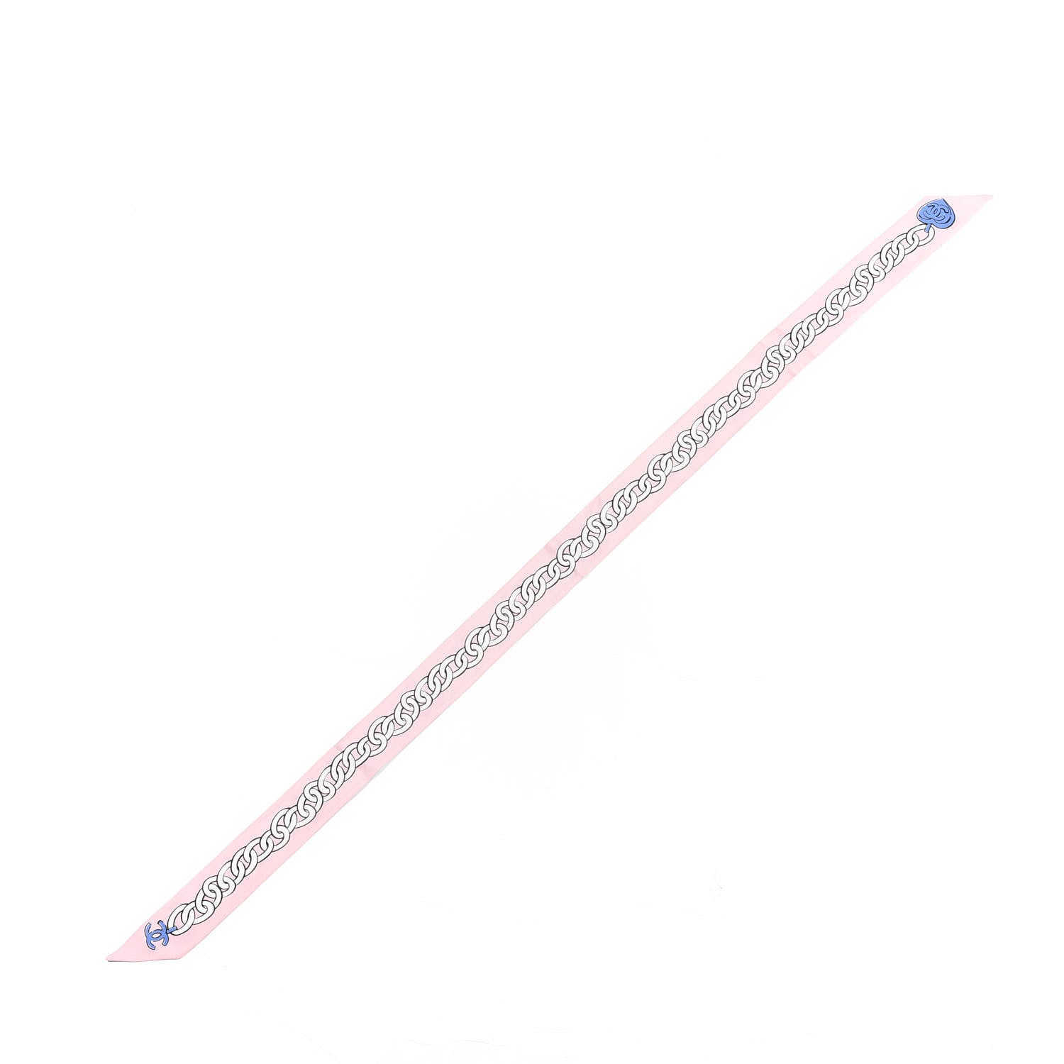 Chanel Silk CC Chain Slim Bandeau Scarf Pink Blue 2 of 4