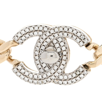 Chanel Crystal Chain Link CC Turnlock Choker Necklace Gold Silver 4 of 7