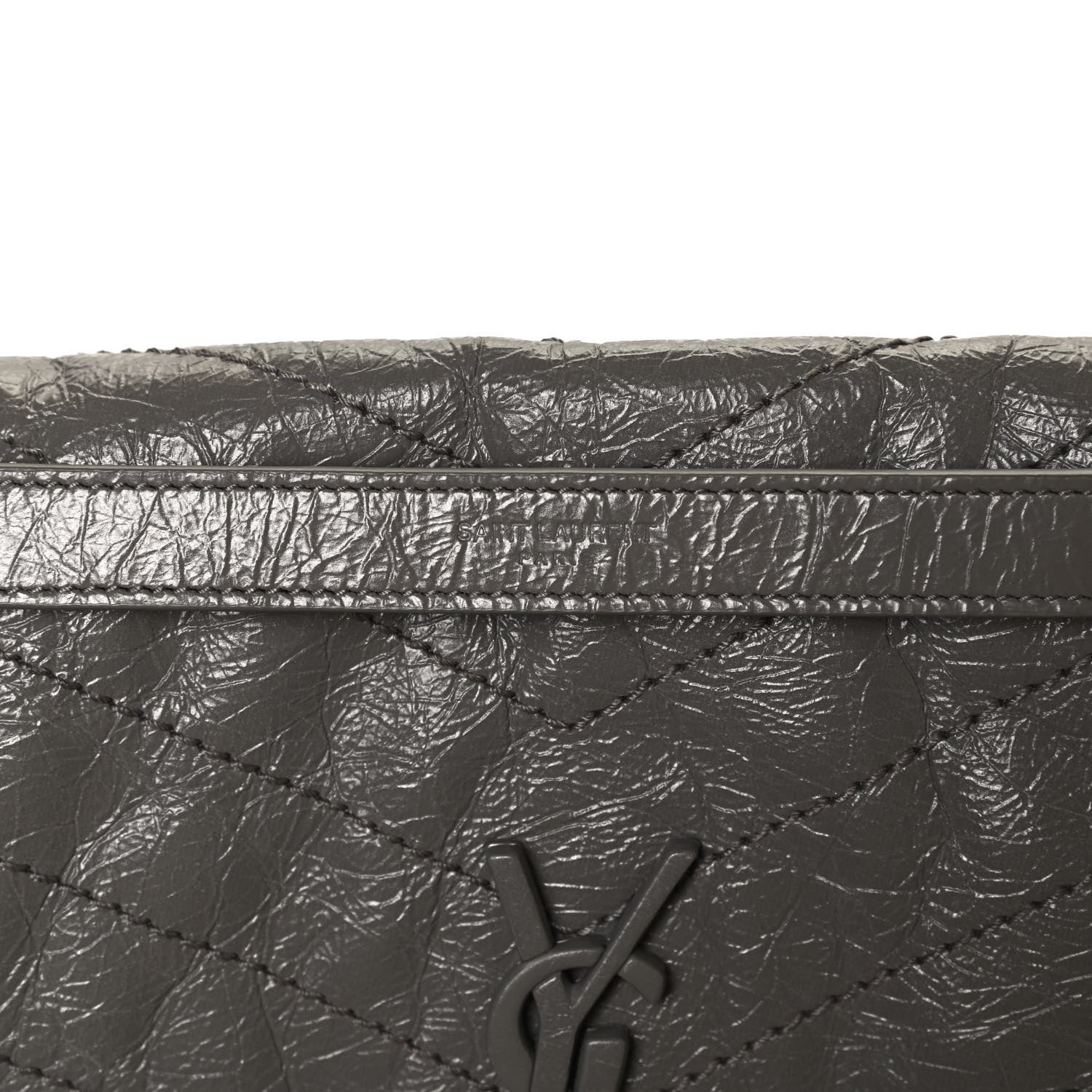 Saint Laurent Crinkled Calfskin Matelasse Monogram Medium Niki Chain Satchel Fog 10 of 14