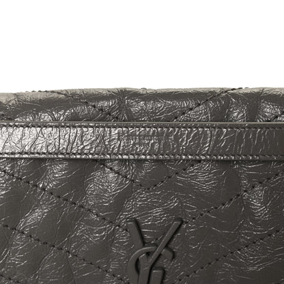 Saint Laurent Crinkled Calfskin Matelasse Monogram Medium Niki Chain Satchel Fog 10 of 14