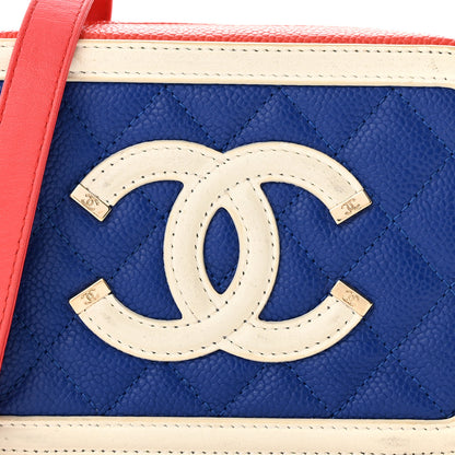 Chanel Caviar Quilted Filigree Vanity Clutch With Chain Blue White Red 8 of 10