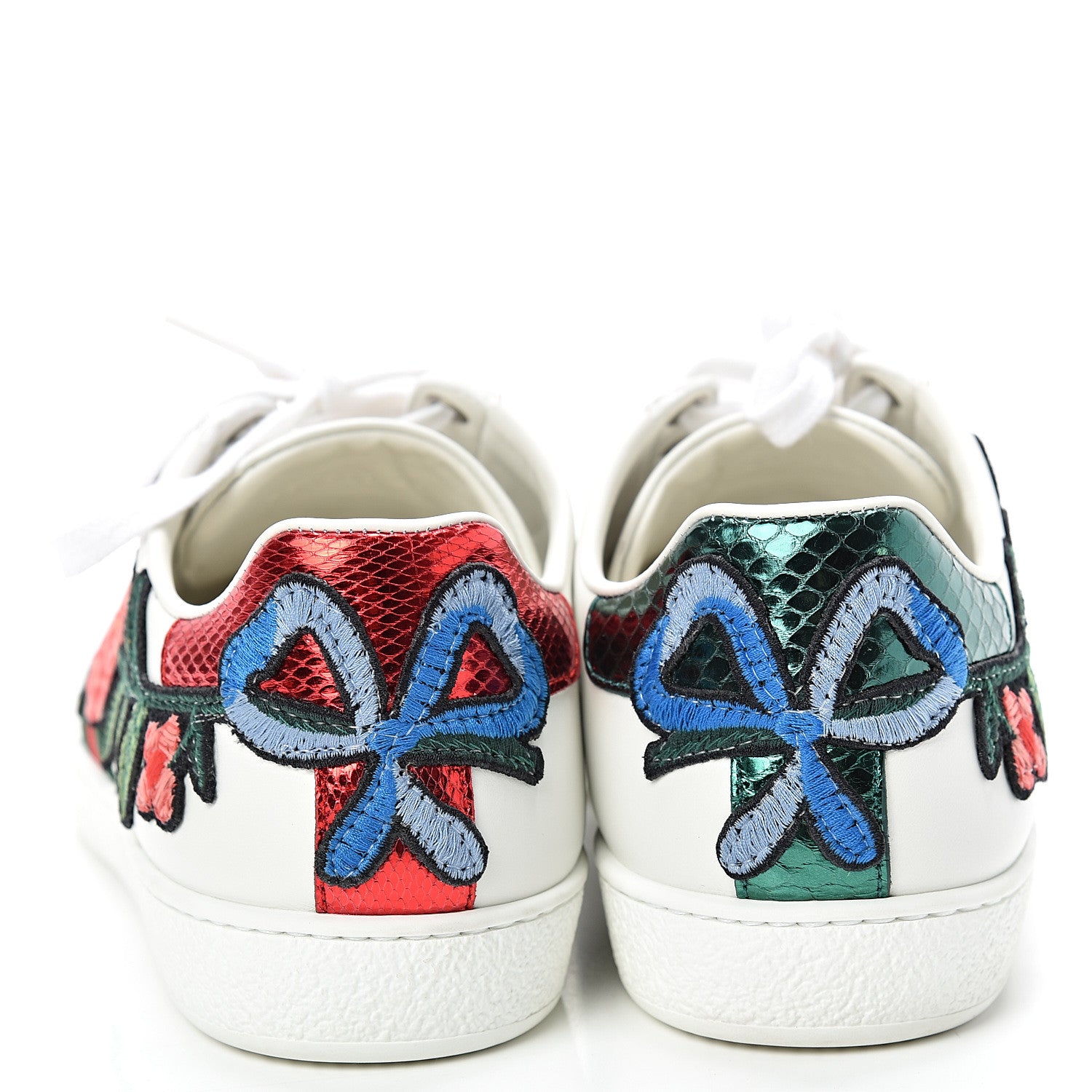 Gucci Calfskin Web Floral Embroidered Womens Ace Sneakers 40 White 5 of 10