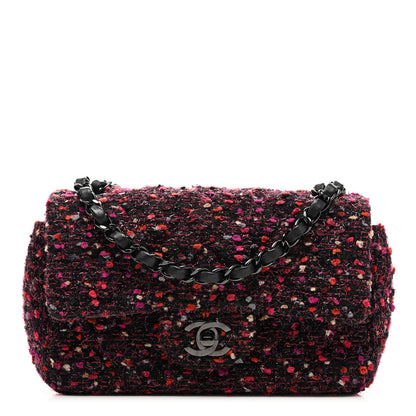 Chanel Glittered Tweed Quilted Mini Rectangular Flap Pink Multicolor 1 of 10