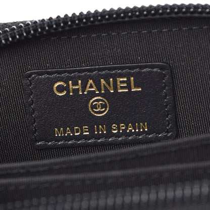 Chanel Calfskin Quilted Zip Around Boy Coin Purse Wallet Black 6 of 8