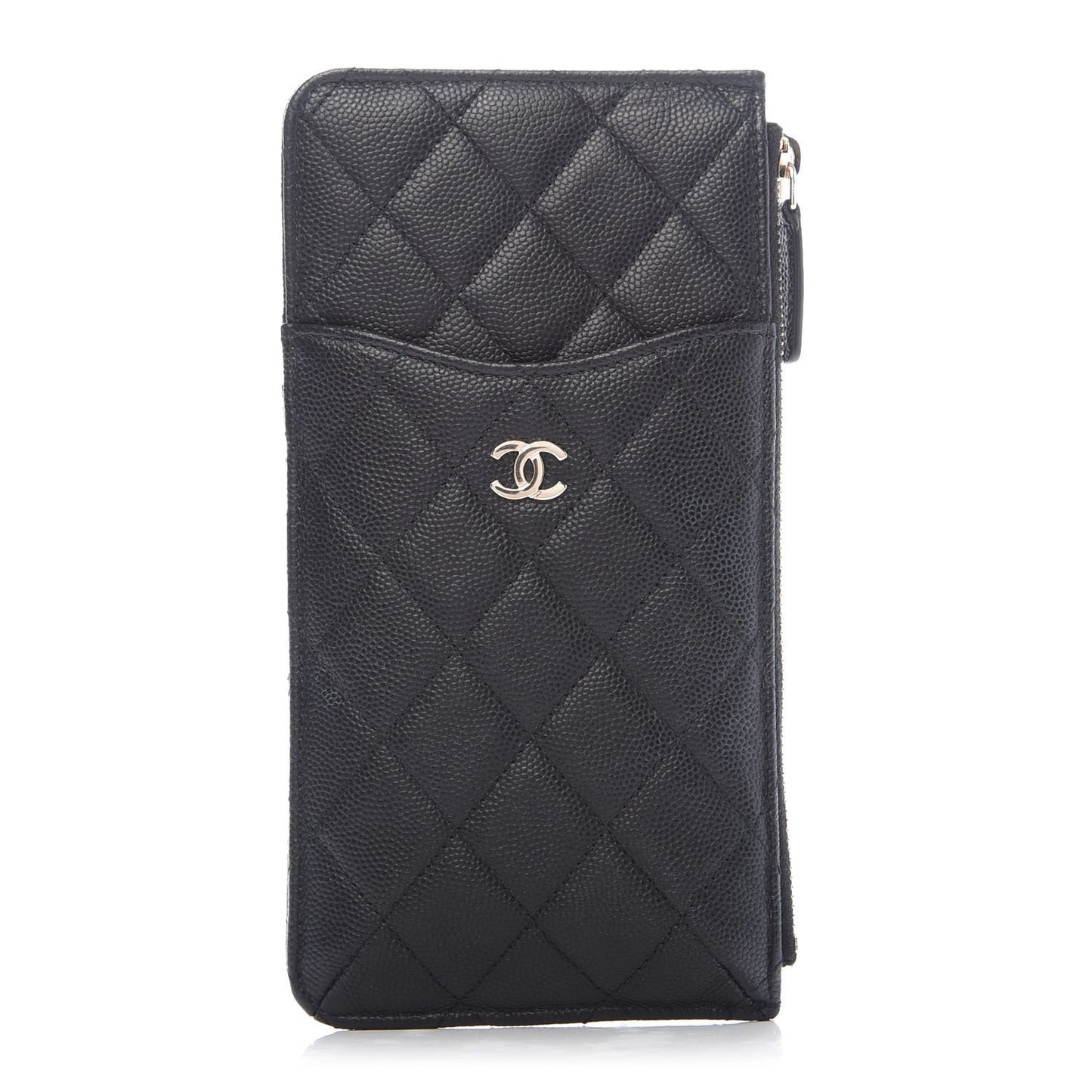 Caviar Quilted Classic Flat Wallet Pouch Black