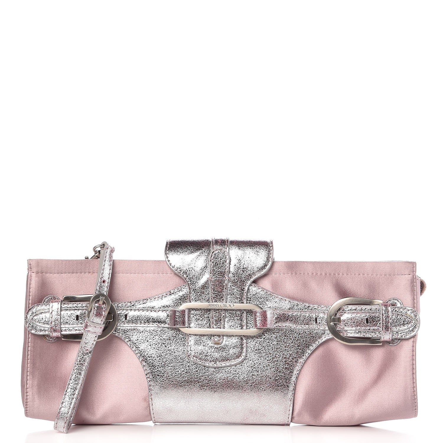 Jimmy Choo Satin Metallic Calfskin Tulita Clutch Pink 1 of 9
