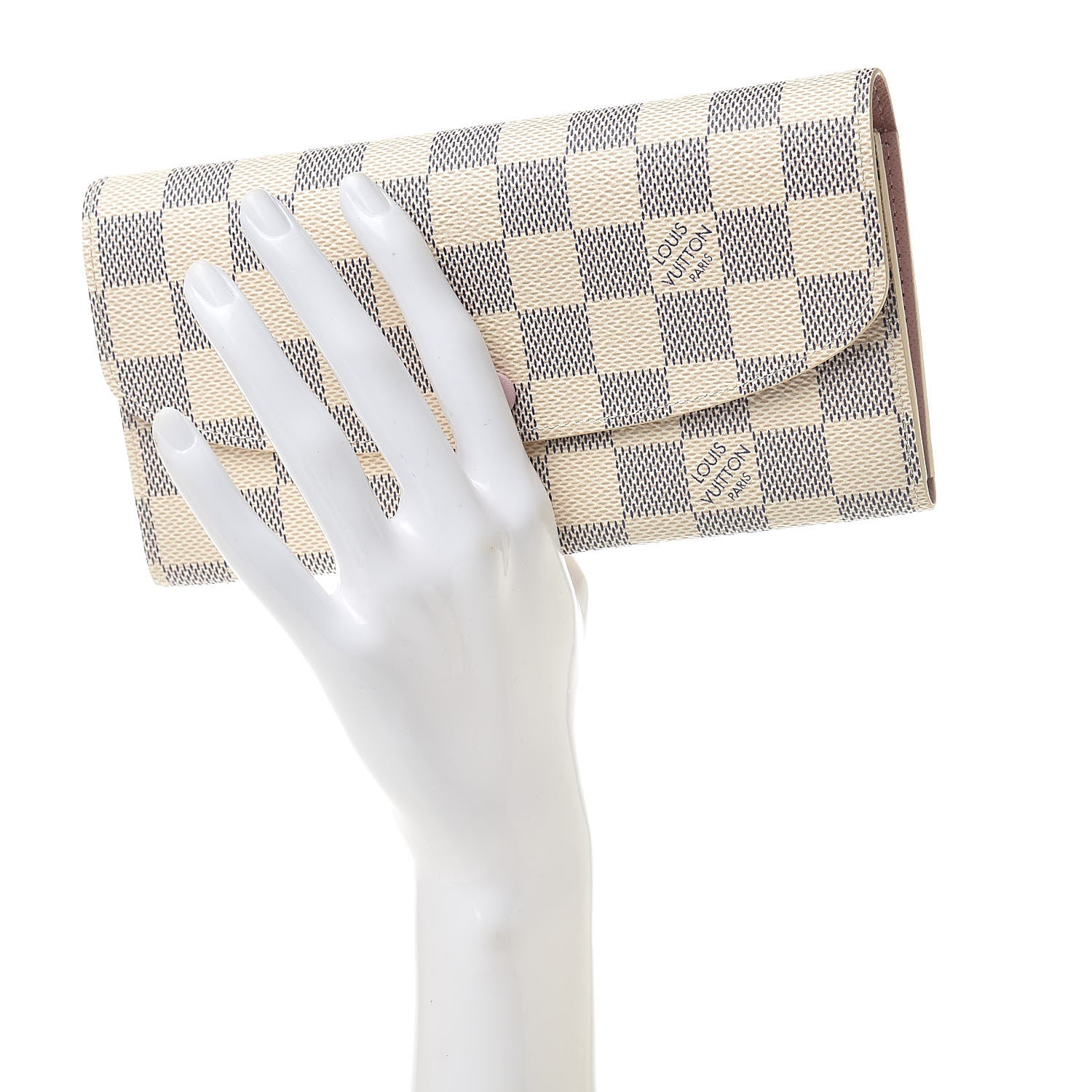 Louis Vuitton Damier Azur Emilie Wallet Rose Ballerine 2 of 8