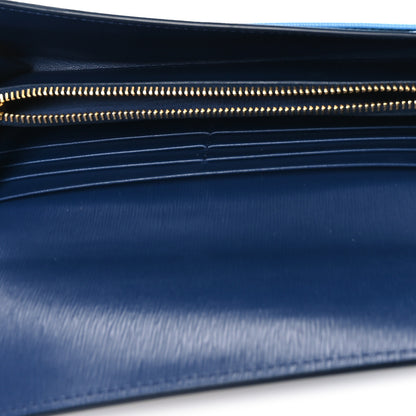 Prada Vitello Move Bi-Color Metal Continental Flap Travel Wallet Bluette Mare 6 of 9