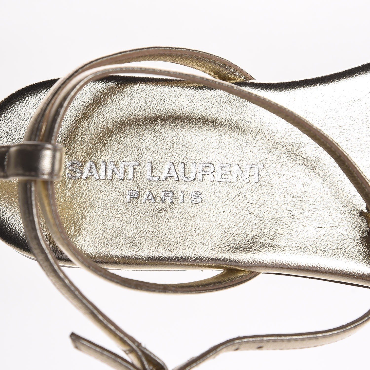 Saint Laurent Metallic Lambskin Nu Pieds 05 Thong Sandals 35.5 Platino 7 of 7