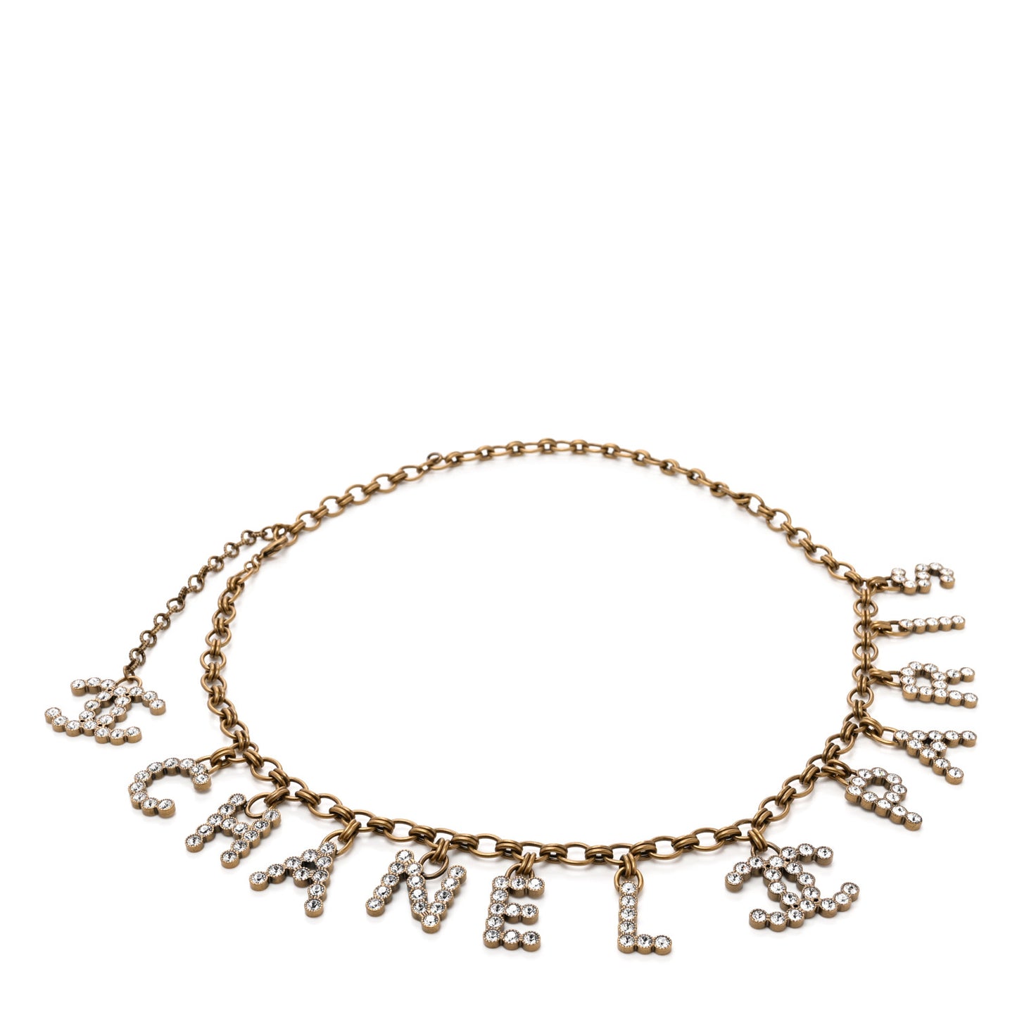 Crystal City of Lights Letter Chain Belt Gold