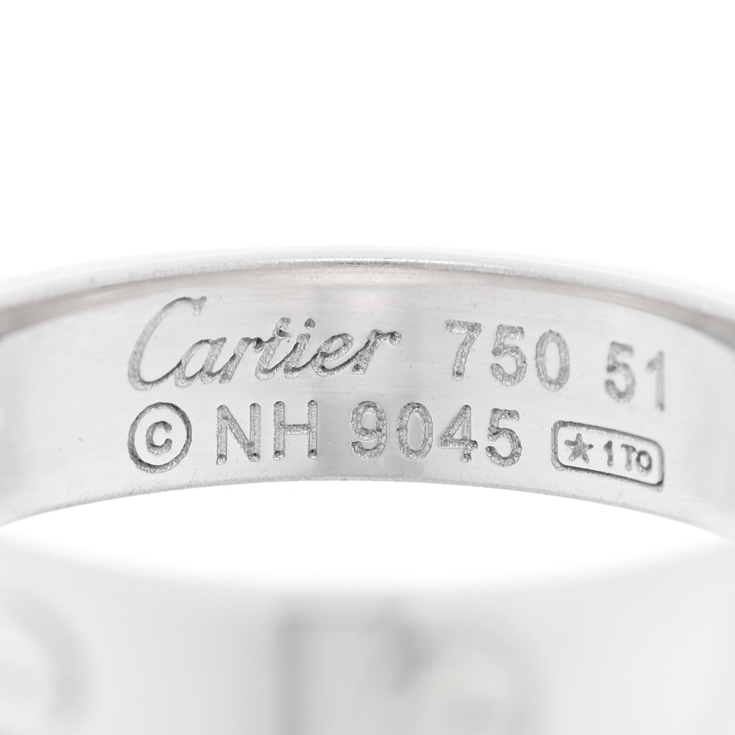 Cartier 18K White Gold Diamond 4mm LOVE Wedding Band Ring 51 5.75 4 of 4