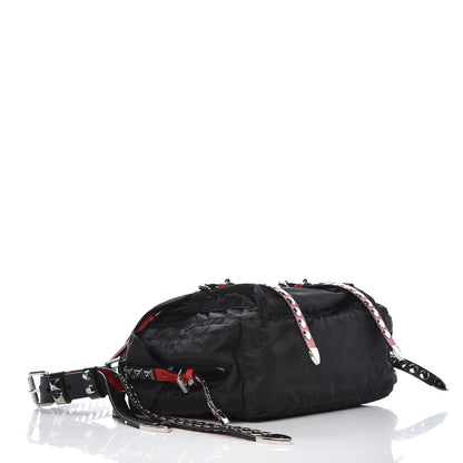 Prada Nylon New Vela Studded Messenger Black Fuoco 4 of 10