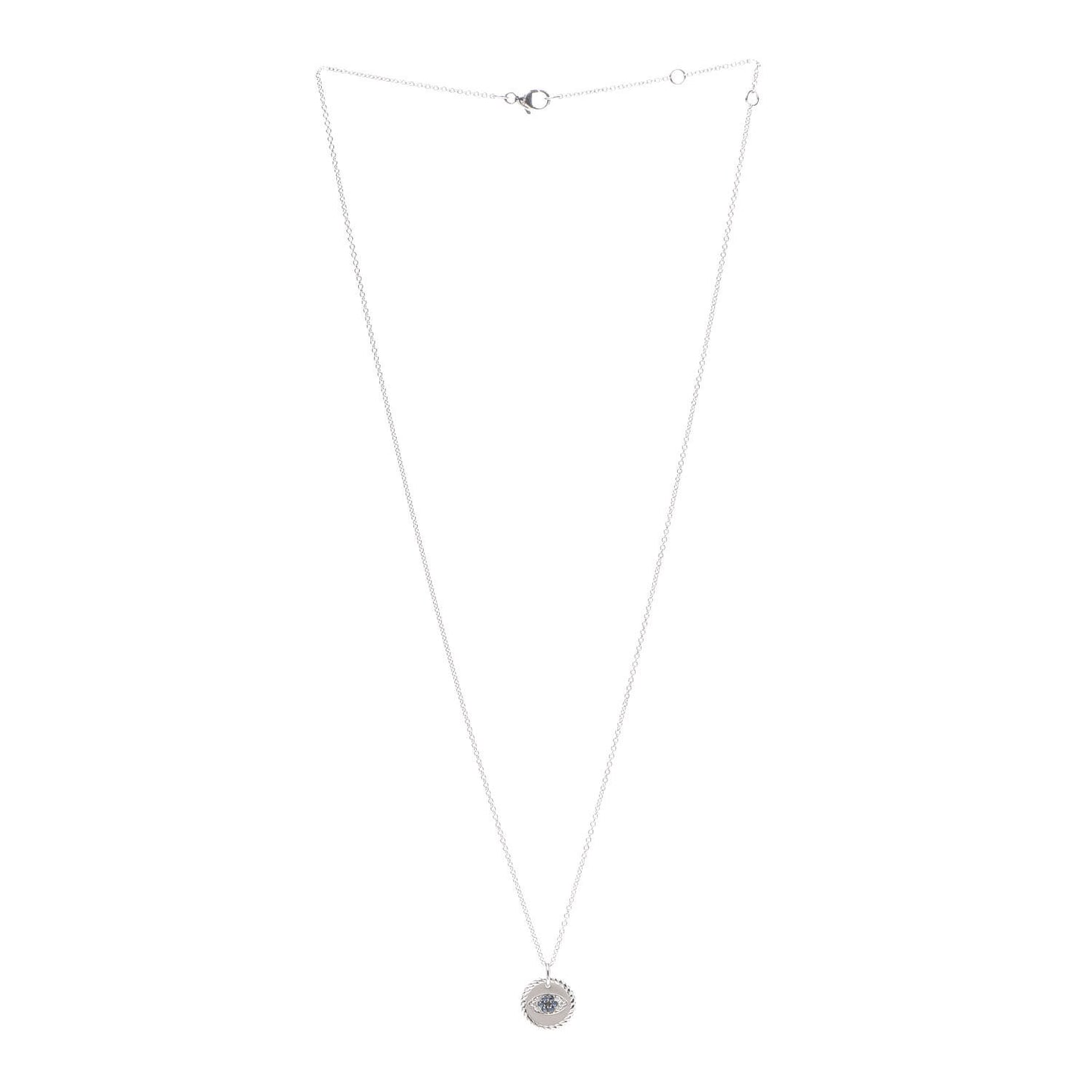 18K White Gold Blue Sapphire Diamond Evil Eye Necklace