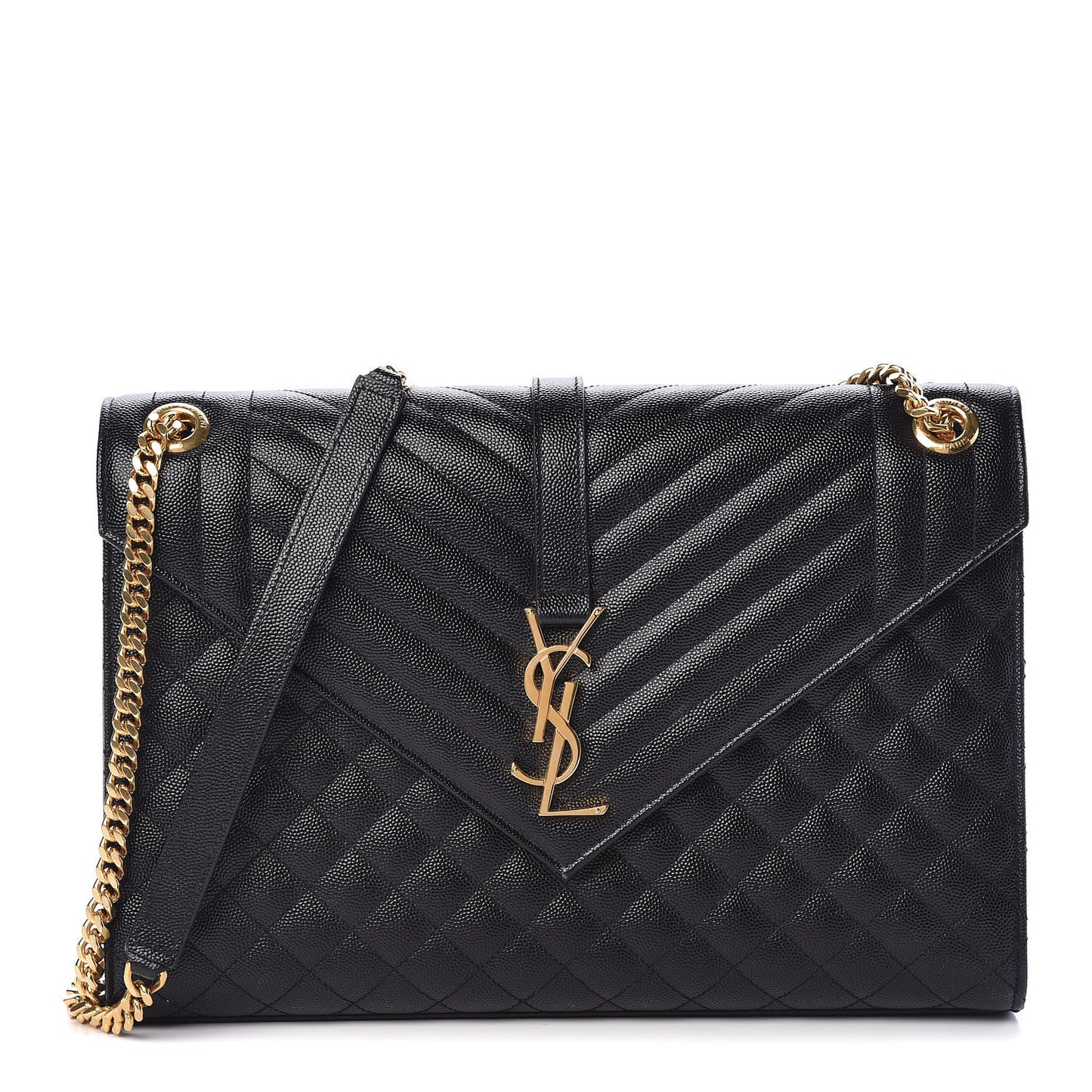 Grain De Poudre Textured Mixed Matelasse Large Triquilt Monogram Satchel Black