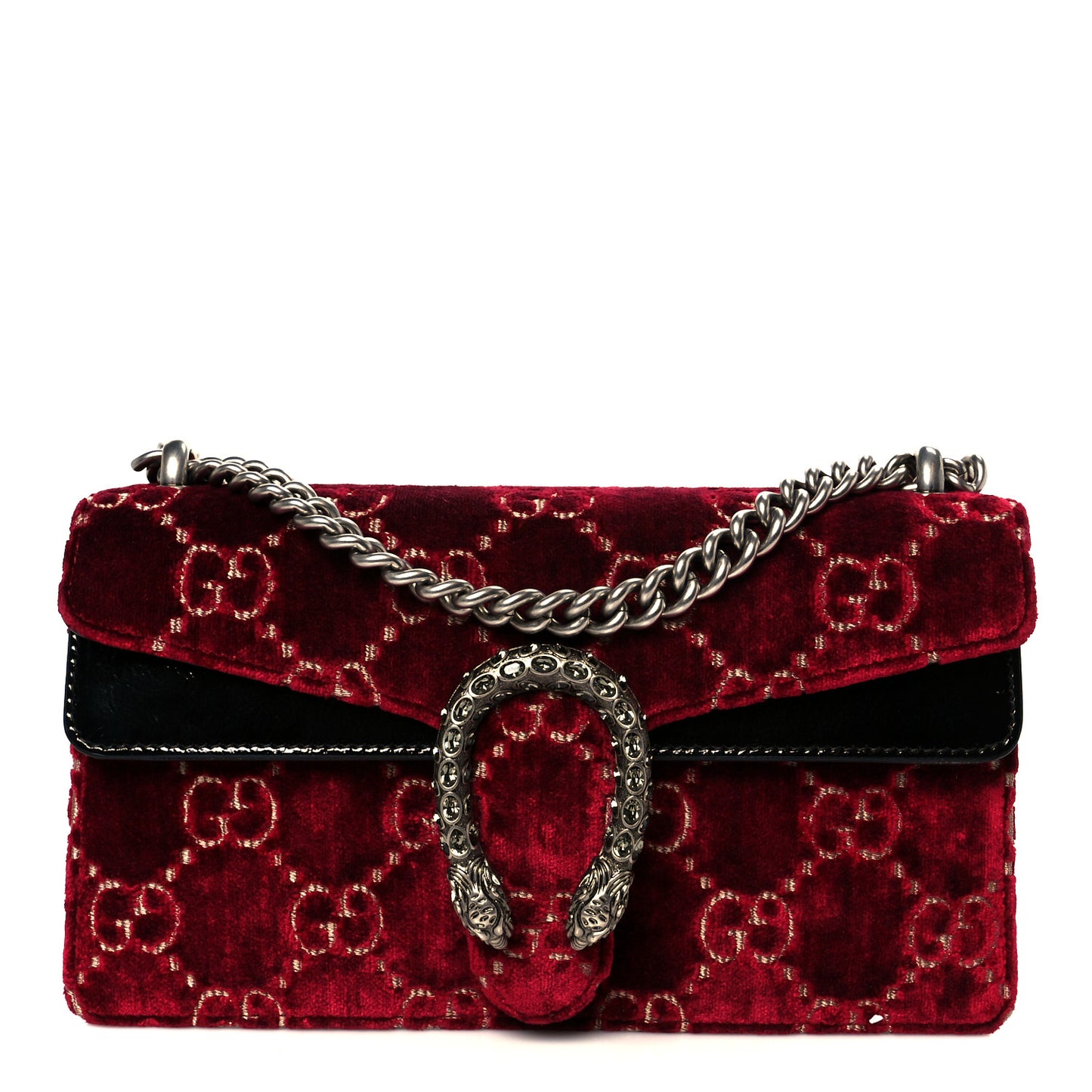 Velvet Skipper Crystal GG Monogram Small Dionysus Shoulder Bag Red Cipria Black Black Diamond