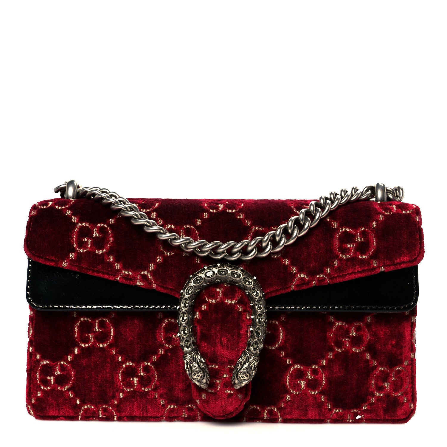 Gucci Velvet Skipper Crystal GG Monogram Small Dionysus Shoulder Bag Red Cipria Black Black Diamond 1 of 11