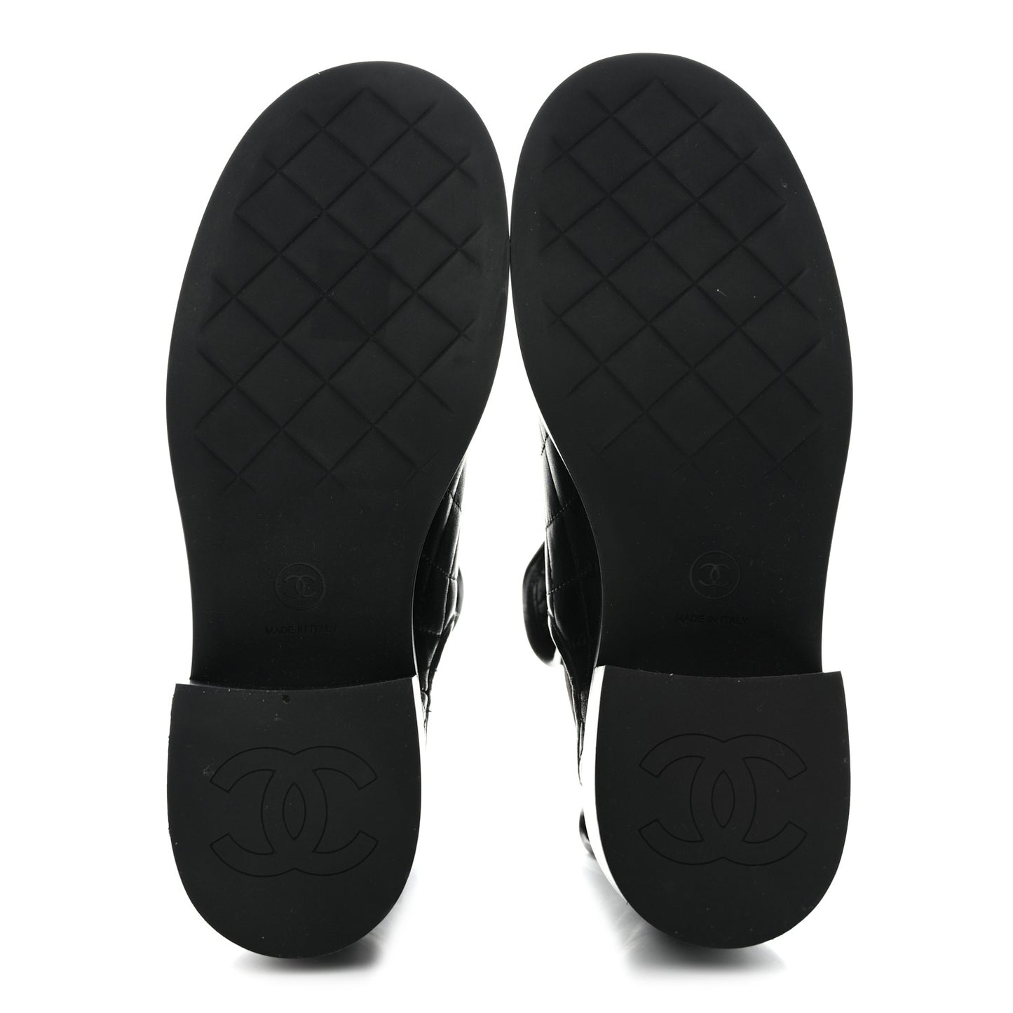 Lambskin Quilted Cap Toe CC Turnlock Booties 35 Black