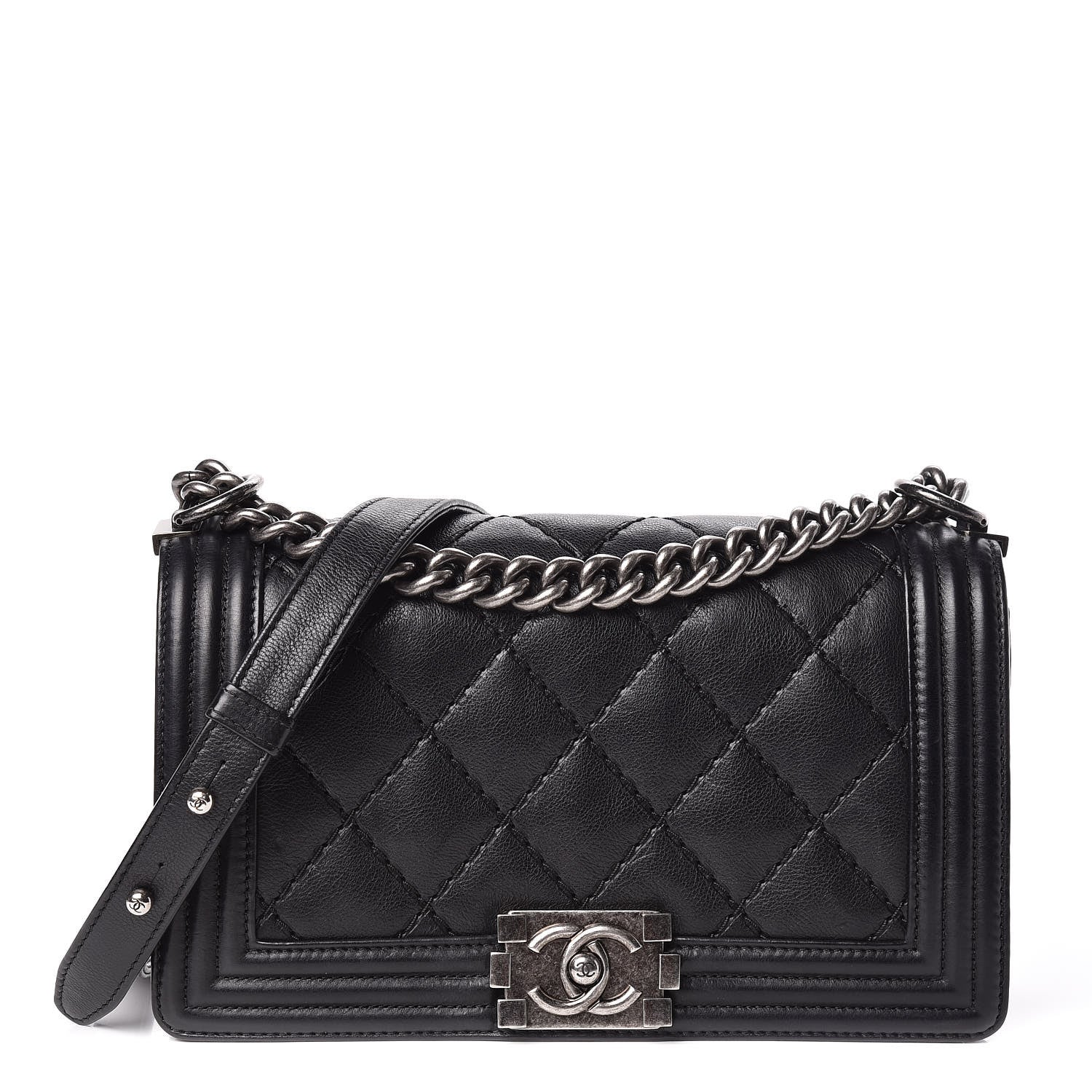Chanel Calfskin Double Stitch Medium Boy Flap Black 1 of 13