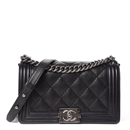 Chanel Calfskin Double Stitch Medium Boy Flap Black 1 of 13