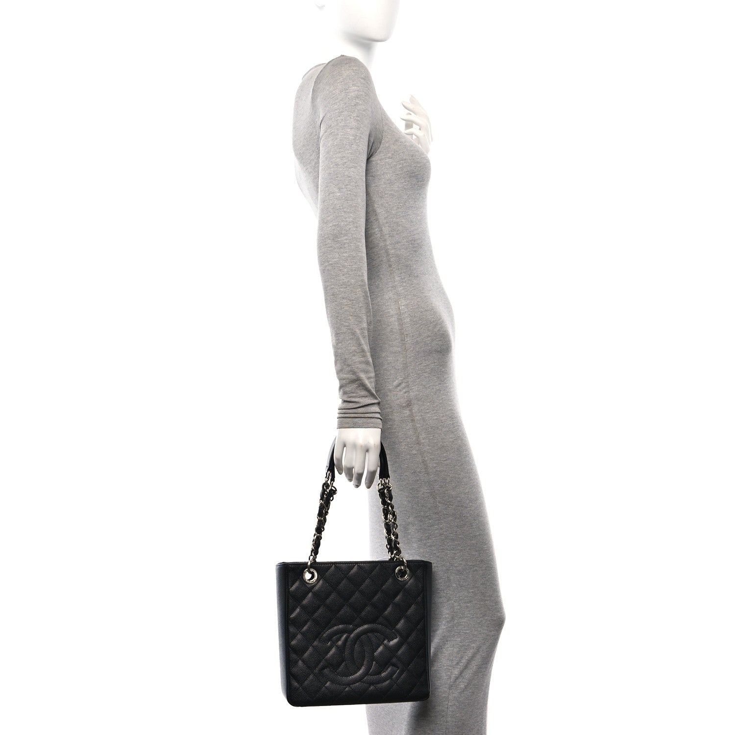 Chanel Caviar Quilted Petit Shopping Tote PST Black 2 of 10