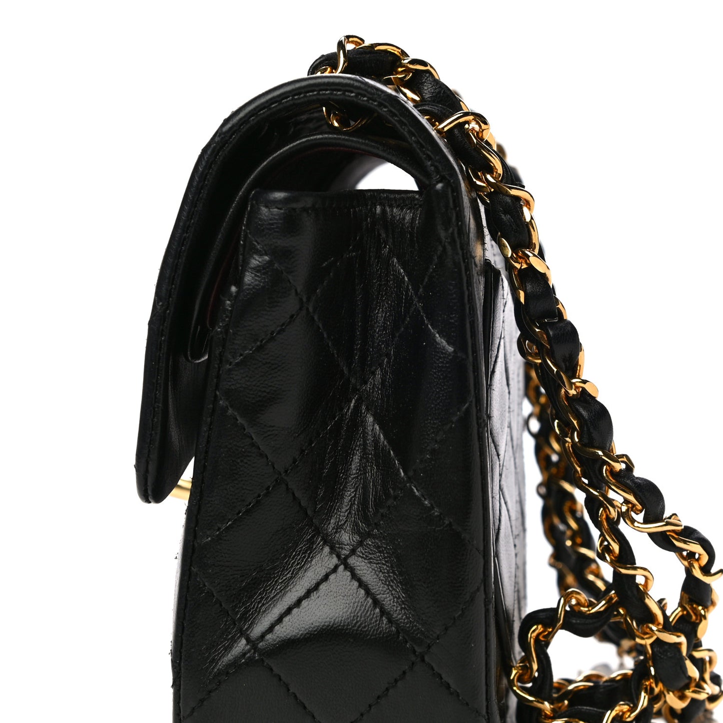 Lambskin Quilted Small Double Flap Black