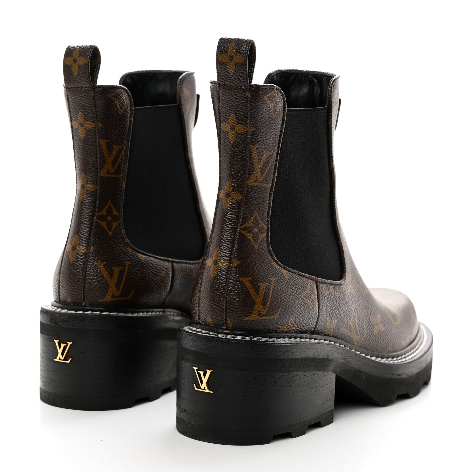 Louis Vuitton Patent Monogram LV Beaubourg Ankle Boots 38 Black 4 of 8