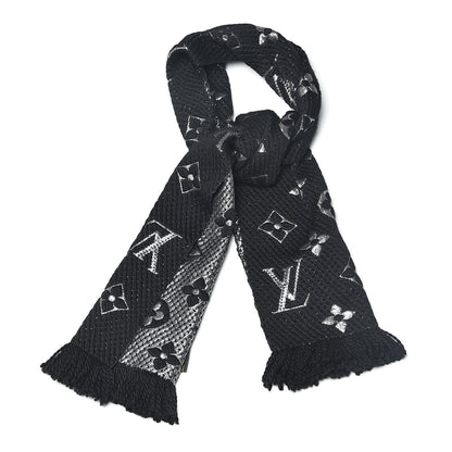 Louis Vuitton Wool Silk Logomania Shine Scarf Black 1 of 3
