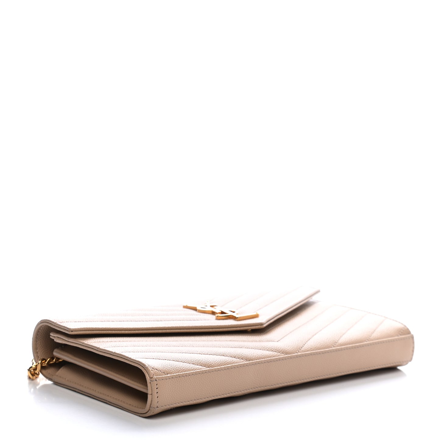 Grain De Poudre Matelasse Chevron Monogram Chain Wallet Nude Powder