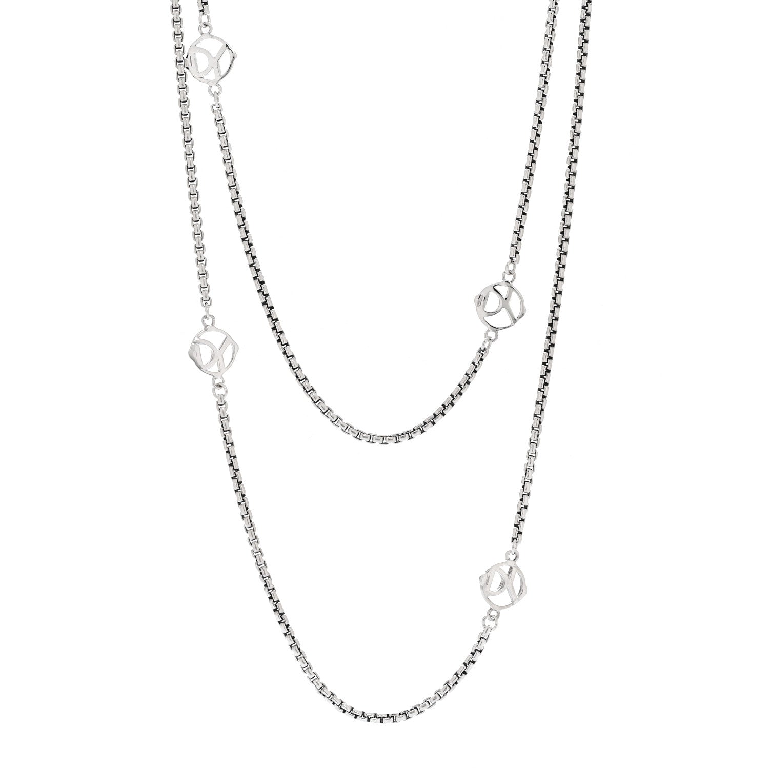 David Yurman Sterling Silver Logo Station Necklace 46" 1 of 5