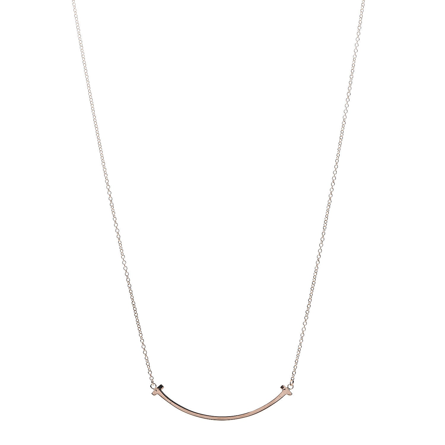Tiffany 18K Rose Gold Small T Smile Pendant Necklace 1 of 5