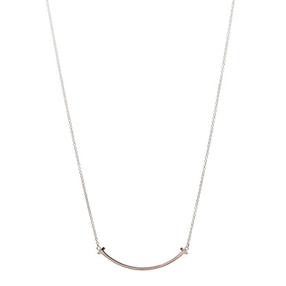 Tiffany 18K Rose Gold Small T Smile Pendant Necklace 1 of 5