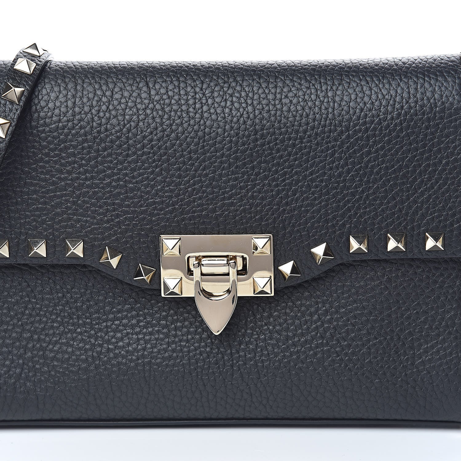 Valentino Garavani Pebbled Calfskin Medium Rockstud Flip Lock Crossbody Bag Black 9 of 9