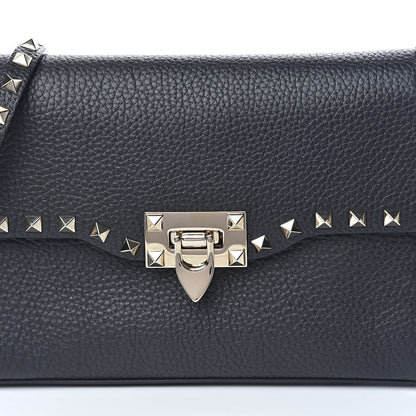 Valentino Garavani Pebbled Calfskin Medium Rockstud Flip Lock Crossbody Bag Black 9 of 9