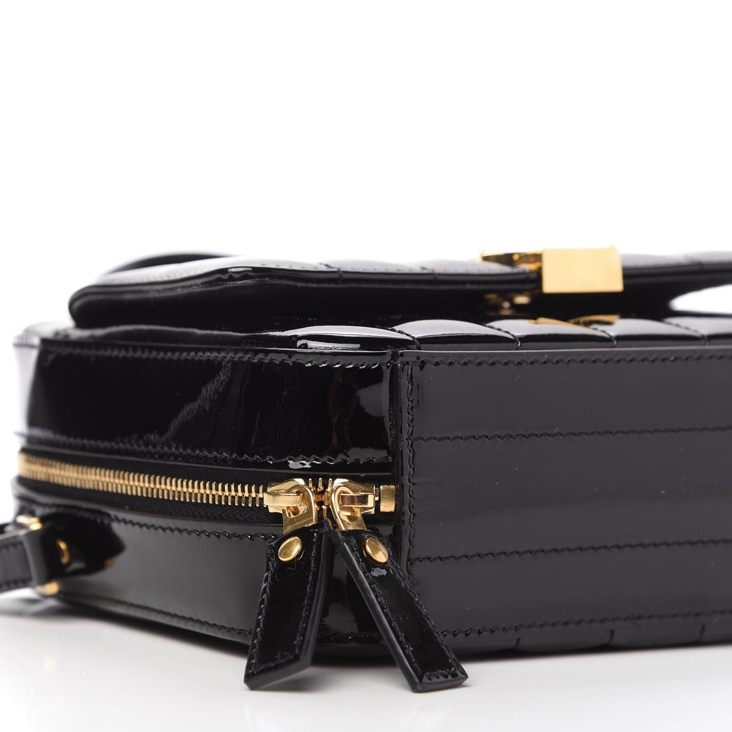 Patent Matelasse Monogram Vicky Camera Bag Black