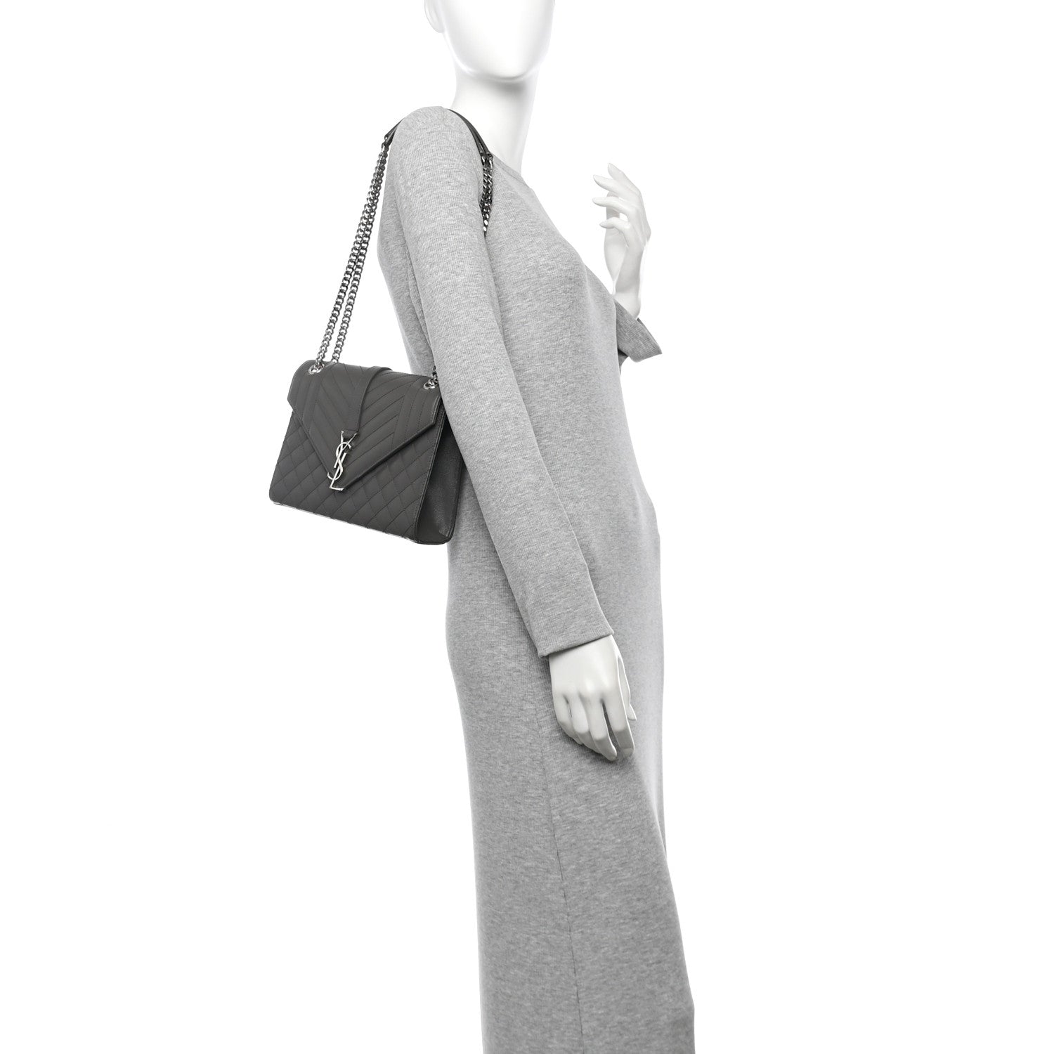 Saint Laurent Grain De Poudre Textured Mixed Matelasse Medium Triquilt Monogram Satchel Earth Earth 2 of 9