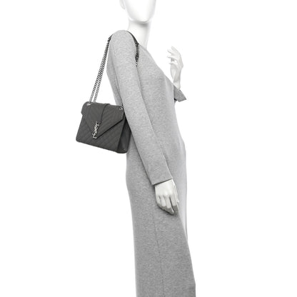 Saint Laurent Grain De Poudre Textured Mixed Matelasse Medium Triquilt Monogram Satchel Earth Earth 2 of 9