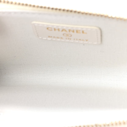 Chanel Caviar Quilted CC Zip Around Card Holder White 5 of 7