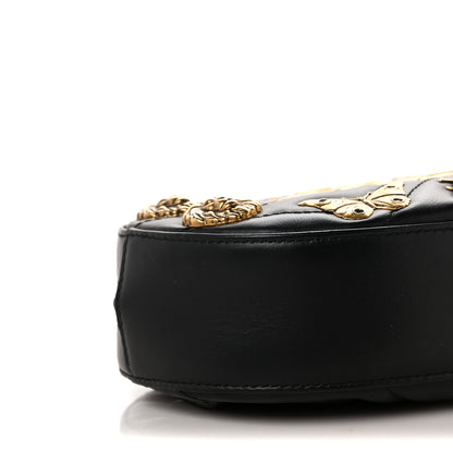 Gucci Calfskin Matelasse Animal Studs GG Marmont Belt Bag 85 34 Black 9 of 10